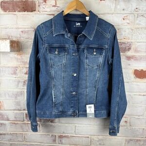 Lee Riders Denim Jacket Womens Med NWT Trucker Classic Blue Jean Fitted Casual